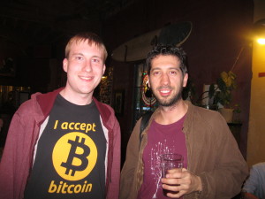 Long-time Bitcoin enthusaist Josh (L) and another local enjoying a delicious brew